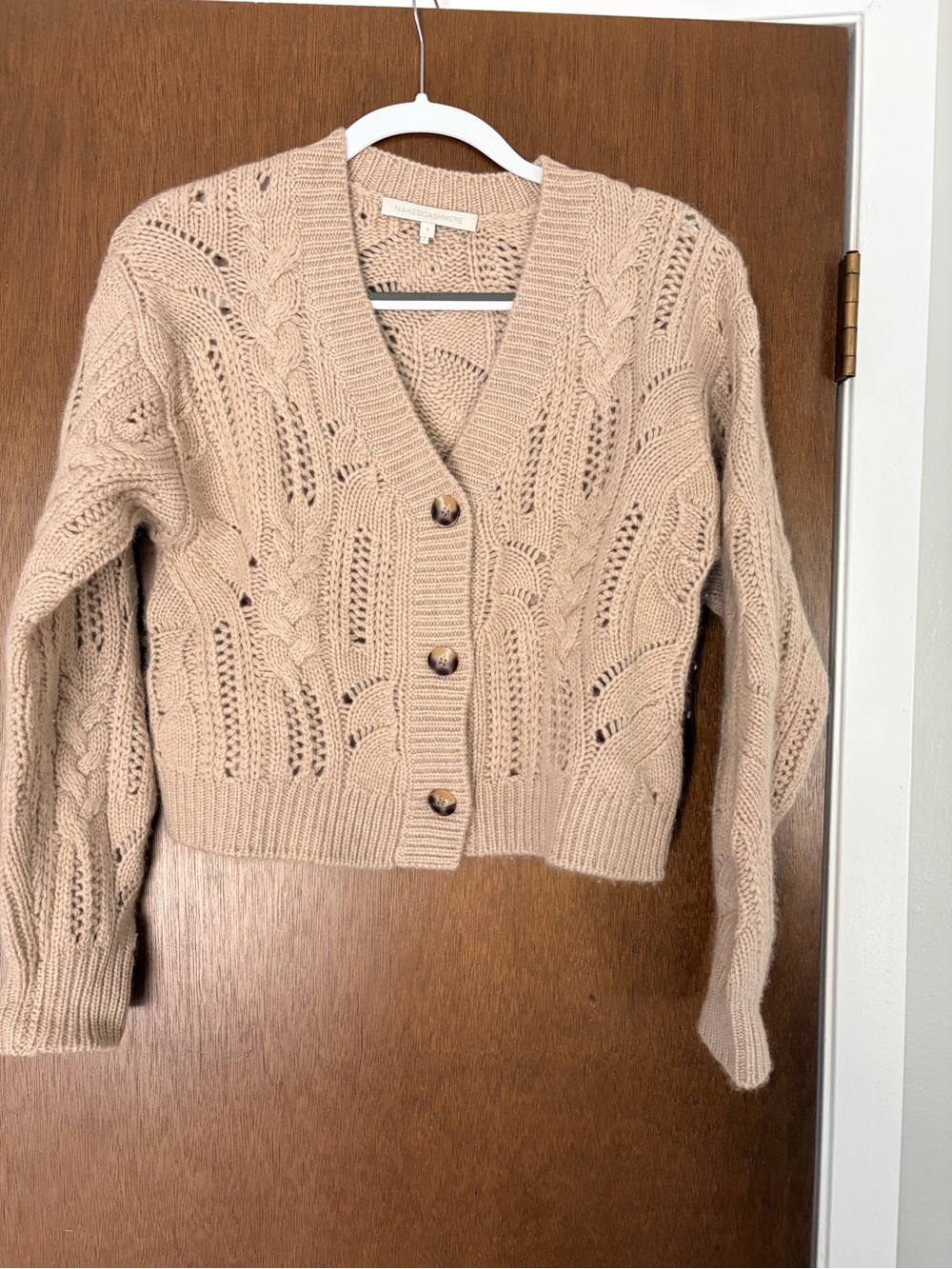 NakedCashmere Cropped Cable-Knit Cardigan - Beige